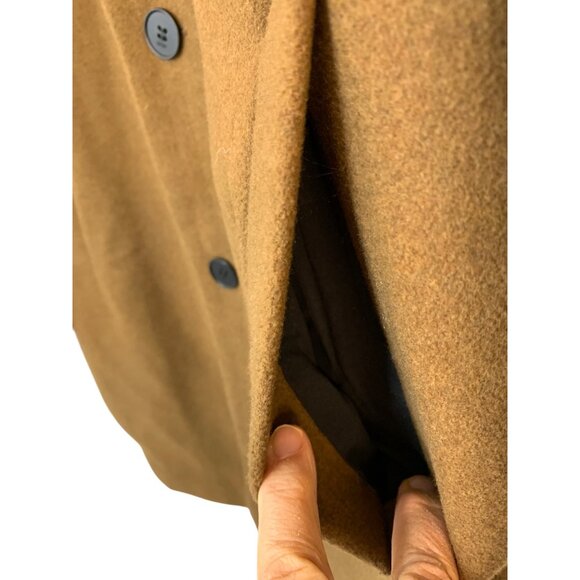 DKNY Mens Camel Overcoat Large RK10394 EUC Wool Blend Winter Lined Brown - Picture 13 of 15